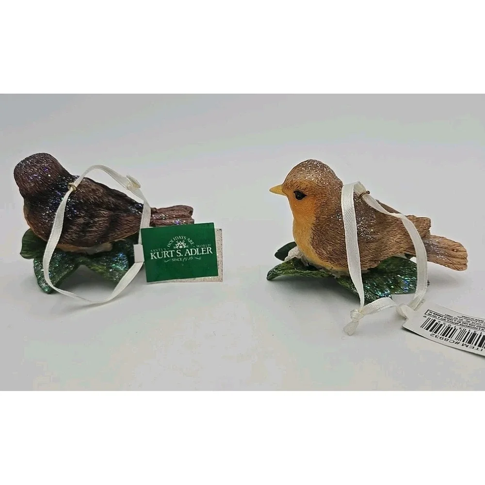 Kurt Adler Santas World Holiday Vtg 2‎ Bird Ornaments